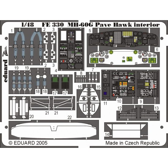 Colour Photoetch for 1/48 MH-60G Pave Hawk Interior for Italeri kit