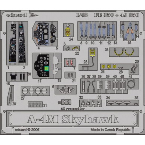 1/48 A-4M Skyhawk Colour Photoetch Detail Set Vol.2 for Hasegawa kit