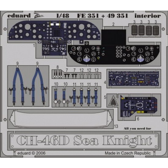 Colour Photoetch for 1/48 CH-46D Sea Knight Interior for Academy kit