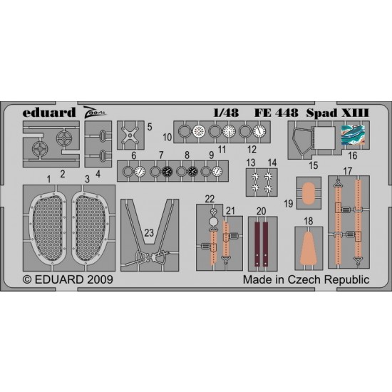 Colour Photoetch for 1/48 Spad XIII Weekend for Eduard kit