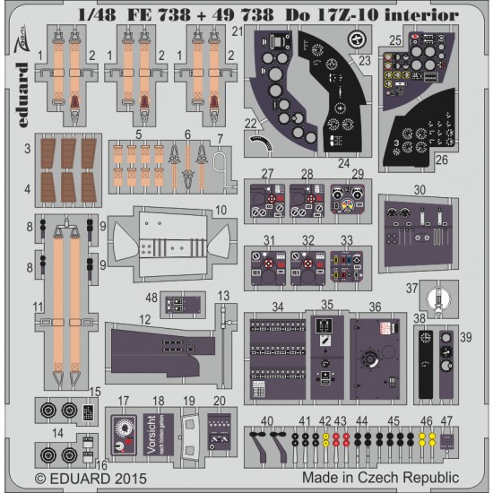 1/48 Dornier Do 17Z-10 Interior Detail Set for ICM kit #48243 (1 PE sheet)