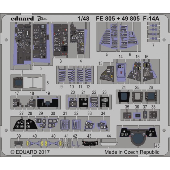 1/48 Grumman F-14A Tomcat Interior Detail Set for Tamiya kit #61114 (1 Photo-Etched Sheet)