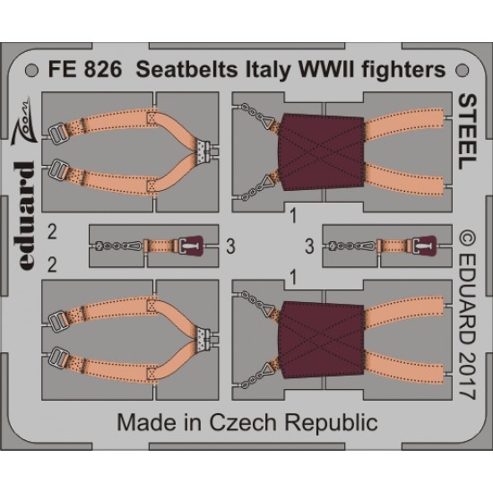 1/48 WWII Italy Fighters Seatbelts (Steel, 1 Photo-Etched Sheet)