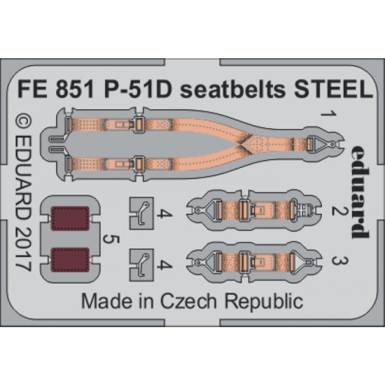 1/48 North American P-51D Mustang Seatbelts for Meng Models kit (Steel)