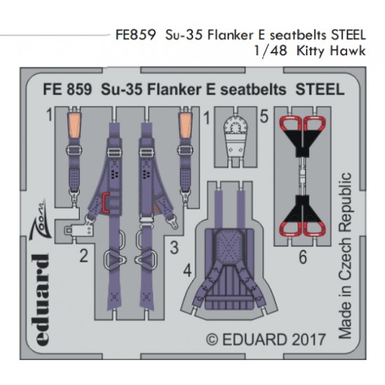 1/48 Sukhoi Su-35 Flanker-E Seatbelts Steel Detail Set for Kitty Hawk #KH80142 (1pc)