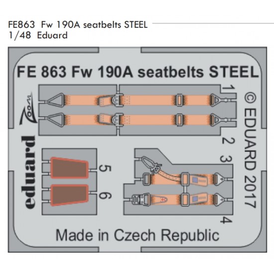 1/48 German Fw 190 A Seatbelts Steel Detail Set for Eduard (1pc)