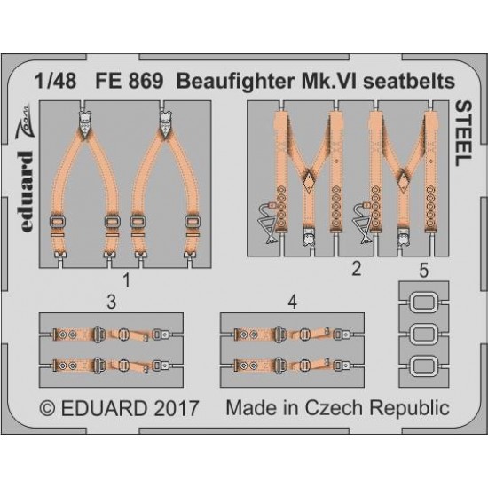 1/48 Beaufighter Mk.VI Seatbelts Steel Detail set for Tamiya kits