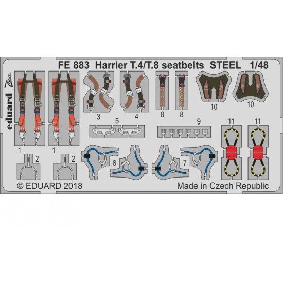1/48 Harrier T.4/T.8 Seatbelts Steel Detail-up Set for Kinetic kits