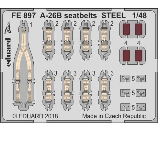 1/48 Douglas A-26B Seatbelts STEEL Detail set for Revell kits