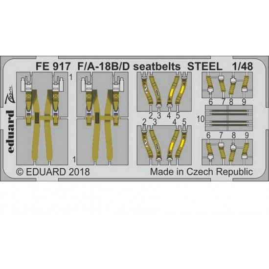 1/48 McDonnell Douglas F/A-18B/D Hornet Seatbelts Steel Detail Set for Kinetic kits
