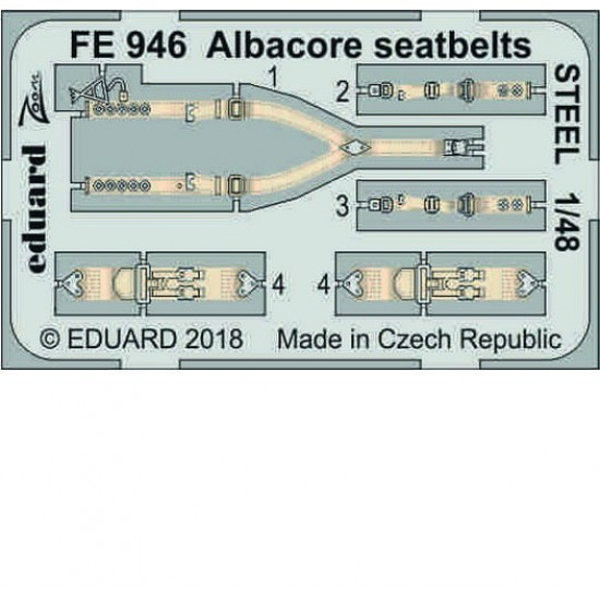 1/48 Fairey Albacore Seatbelts Steel Set for Trumpeter kits