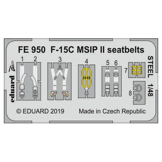 1/48 McDonnell Douglas F-15C Eagle MSIP II Seatbelts Steel Detail set for G.W.H kits