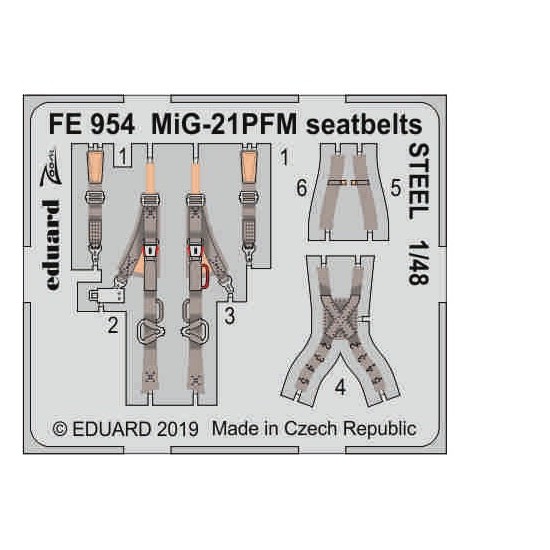 1/48 Mikoyan-Gurevich MiG-21PFM Seatbelts Steel Detail set for Eduard kits