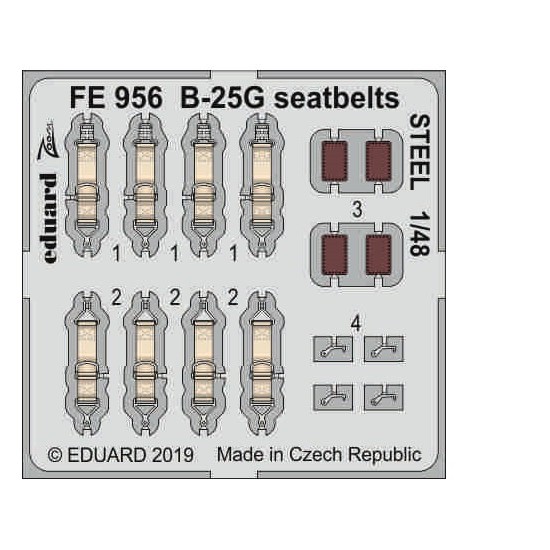 1/48 North American B-25G Mitchell Seatbelts Steel Detail set for Italeri kits