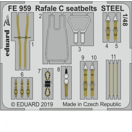 1/48 Dassault Rafale C Seatbelts STEEL Detail set for Revell kits