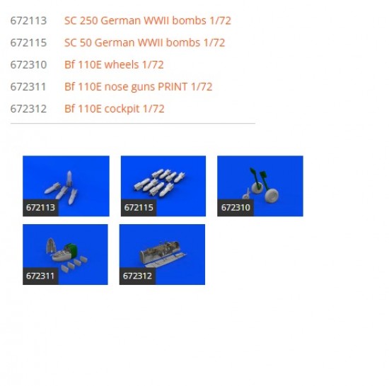 1/72 Messerschmitt Bf 110E Super Detail Set for Eduard kits