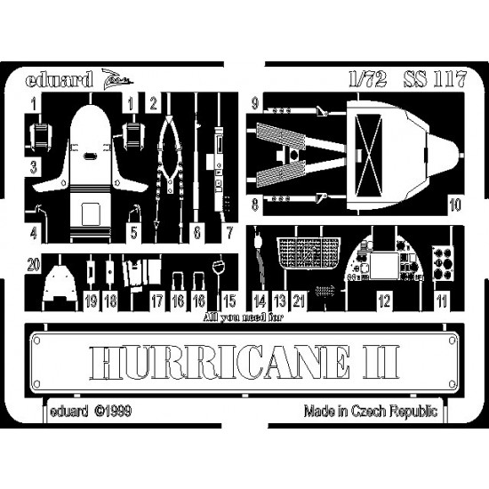 Photoetch for 1/72 Hurricane II for Revell kit