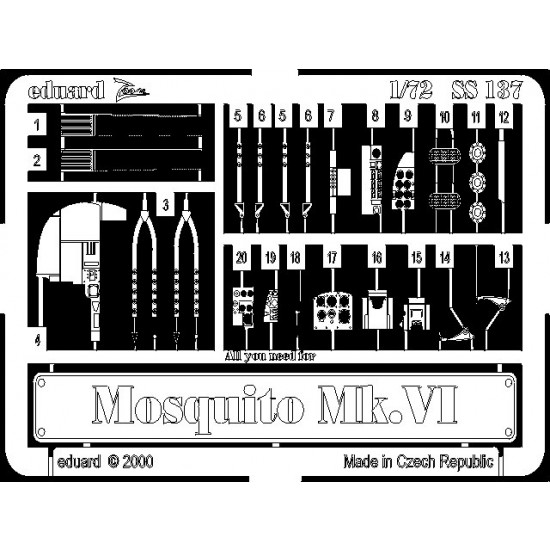 Photoetch for 1/72 Mosquito Mk.VI for Tamiya kit