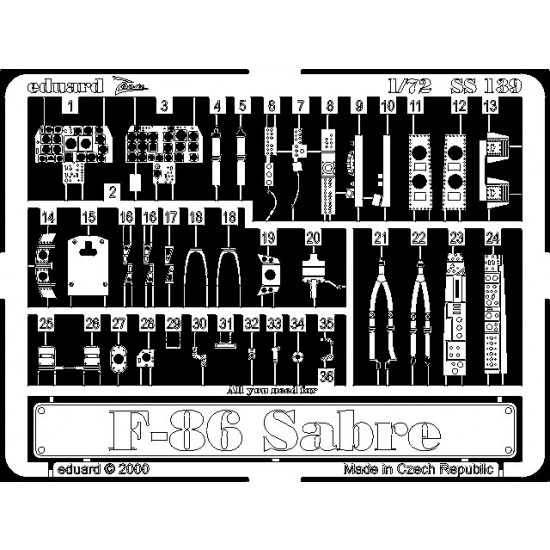 Photoetch for 1/72 North American F-86 Sabre for Fujimi kit