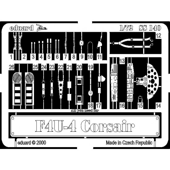 Photoetch for 1/72 Vought F4U-4 Corsair for Italeri kit