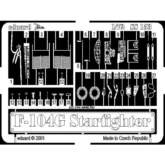Photoetch for 1/72 Lockheed F-104G Starfighter for Revell kit