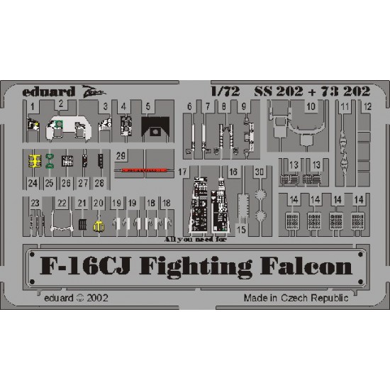 Colour Photoetch for 1/72 F-16CJ Fighting Falcon for Hasegawa kit