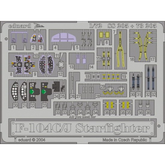 Colour Photoetch for 1/72 F-104C/J Starfighter for Hasegawa kit