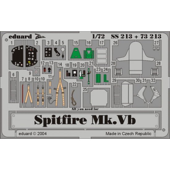 Colour Photoetch for 1/72 Spitfire Mk.VB for Tamiya kit