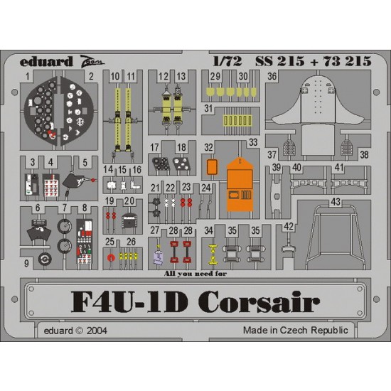 Colour Photoetch for 1/72 Vought F4U-1 Corsair for Tamiya kit
