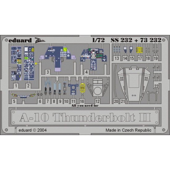 1/72 A-10 Thunderbolt II Colour Photoetch Set Vol.2 for Italeri/Revell kit