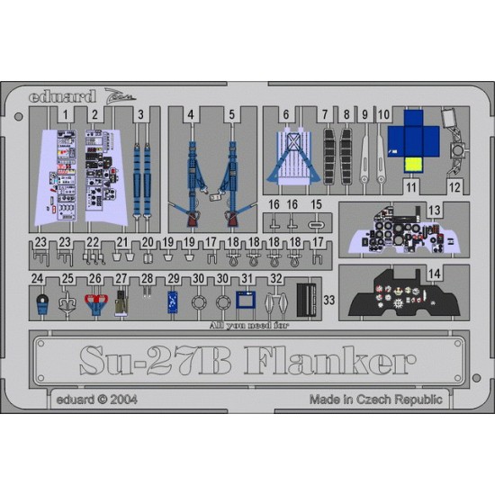 Colour Photoetch for 1/72 Sukhoi Su-27B Flanker for Hasegawa/Revell kit