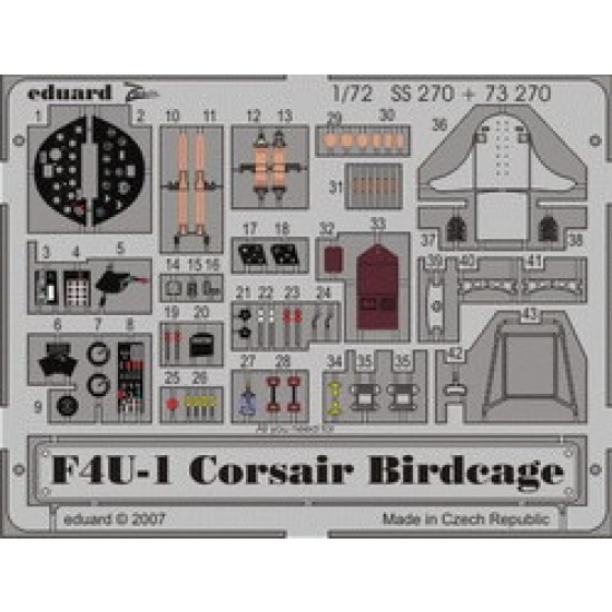 1/72 Vought F4U-1 Corsair Birdcage Colour Photoetch Set Vol.2 for Tamiya kit