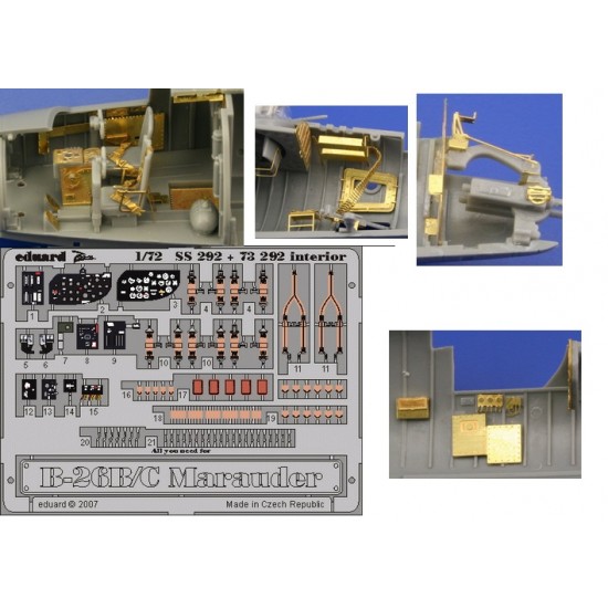 Colour Photoetch for 1/72 Martin B-26B/C Marauder Interior for Hasegawa kit