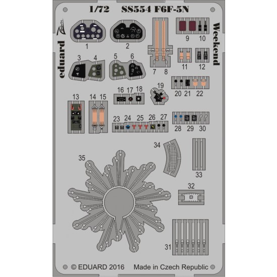 1/72 Grumman F6F-5N Hellcat Nightfighter Weekend Interior Detail Set for Eduard kit (1PE)