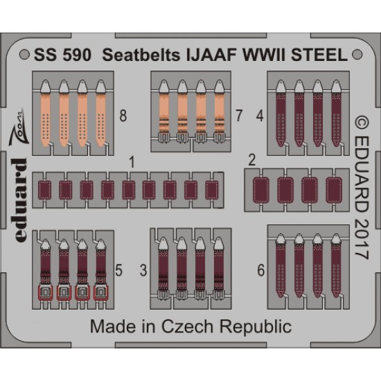 1/72 WWII IJAAF Seatbelts (Steel, 1 Photo-Etched Sheet)
