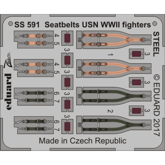 1/72 WWII USN Fighters Seatbelts (Steel, 1 Photo-Etched Sheet)