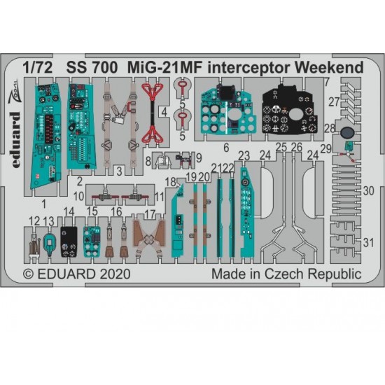1/72 Mikoyan-Gurevich MiG-21MF Interceptor Weekend Edition Detail Set for Eduard kits