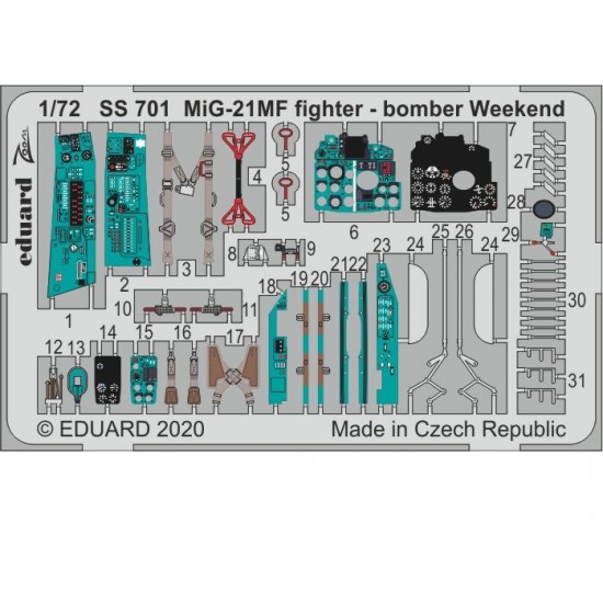 1/72 Mikoyan-Gurevich MiG-21MF Fighter-bomber Weekend Edition Detail Set for Eduard kits