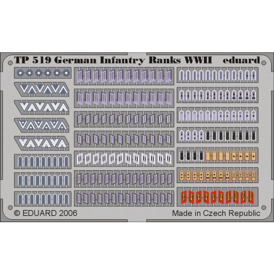 Colour Photoetch for 1/35 WWII German Infantry Ranks