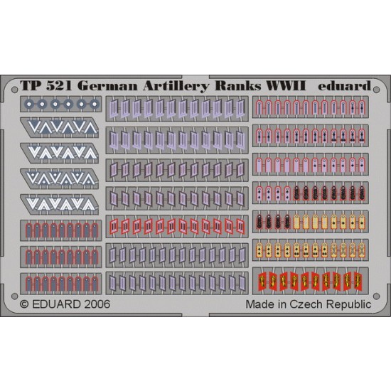 Colour Photoetch for 1/35 WWII German Artillery Ranks