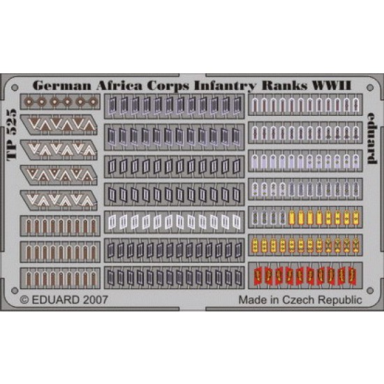 Colour Photoetch for 1/35 WWII German Africa Corps Infantry Ranks 