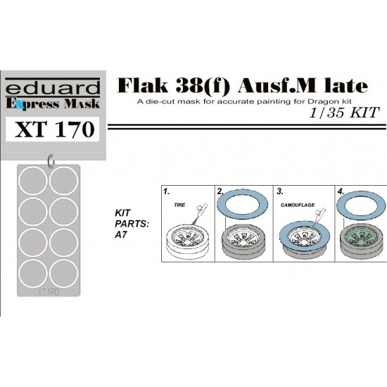 1/35 Flakvierling 38(f) Ausf.M Late Wheel Mask for Dragon kit