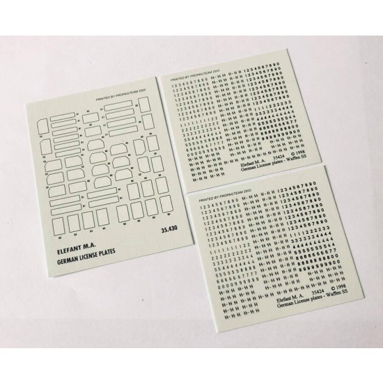 Decals for 1/35 German Waffen SS License Plates with Frames