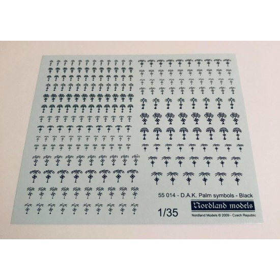 Decals for 1/35 DAK Palm Symbols - Black (240 Palms in 24 Variants)