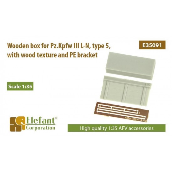 1/35 Wooden Box for PzKpfw III L-N Type 5 w/Wood Texture & PE Bracket