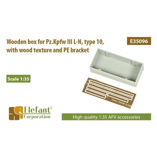 1/35 Wooden Box for PzKpfw III L-N Type 10 w/Wood Texture & PE Bracket