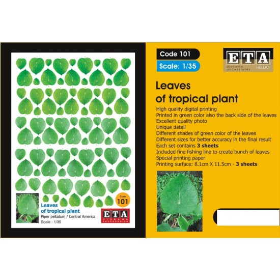 1/35, 1/32, 1/24 Leaves of Tropical Plant/Piper Peltatum/Central America for All Season (3 sheets)