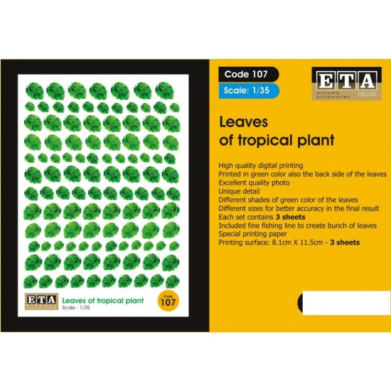1/35, 1/32, 1/24 Leaves of Tropical Plant for All Season Vol.2 (3 sheets)