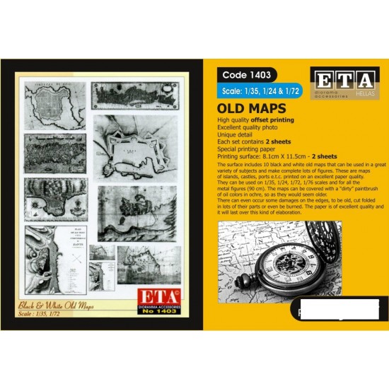 1/35, 1/72, 1/76 Historical Periods Black & White Old Maps (2 sheets)