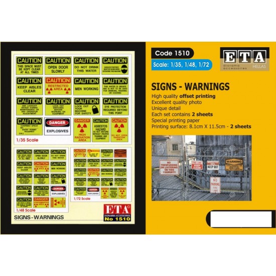 1/35, 1/32, 1/72 WWII Signs - Warnings (2 sheets)